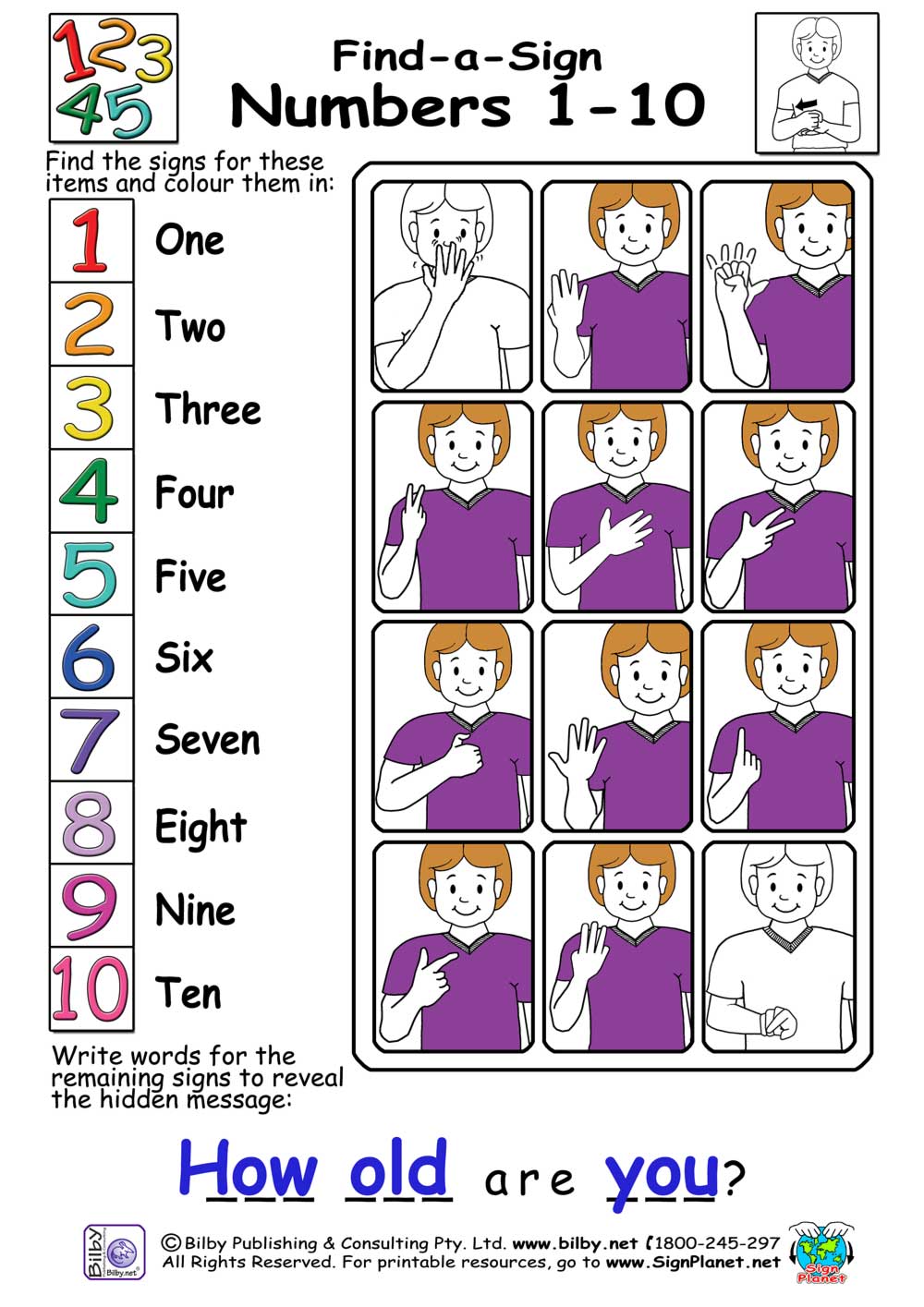 Cover image for Find-A-Sign Numbers 1 to 10