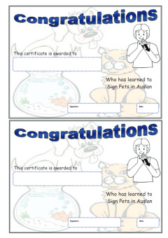 Resource Pets Achievement Certificate