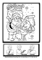 Resource Colour In -Christmas Page - Santa Gives Toys