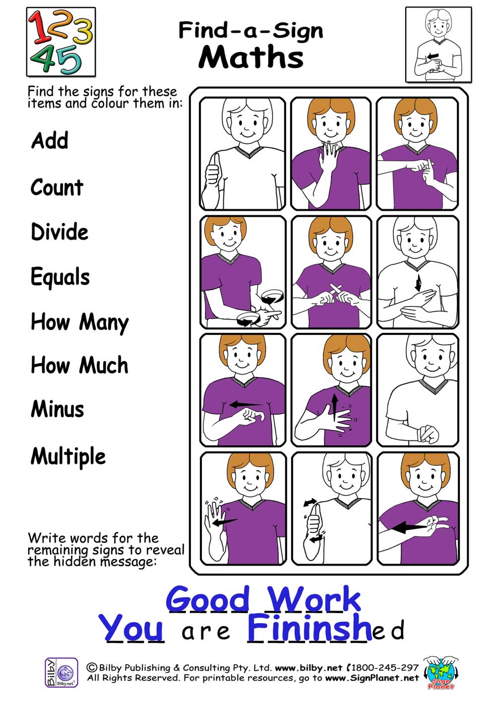 Resource FindASign Maths Words