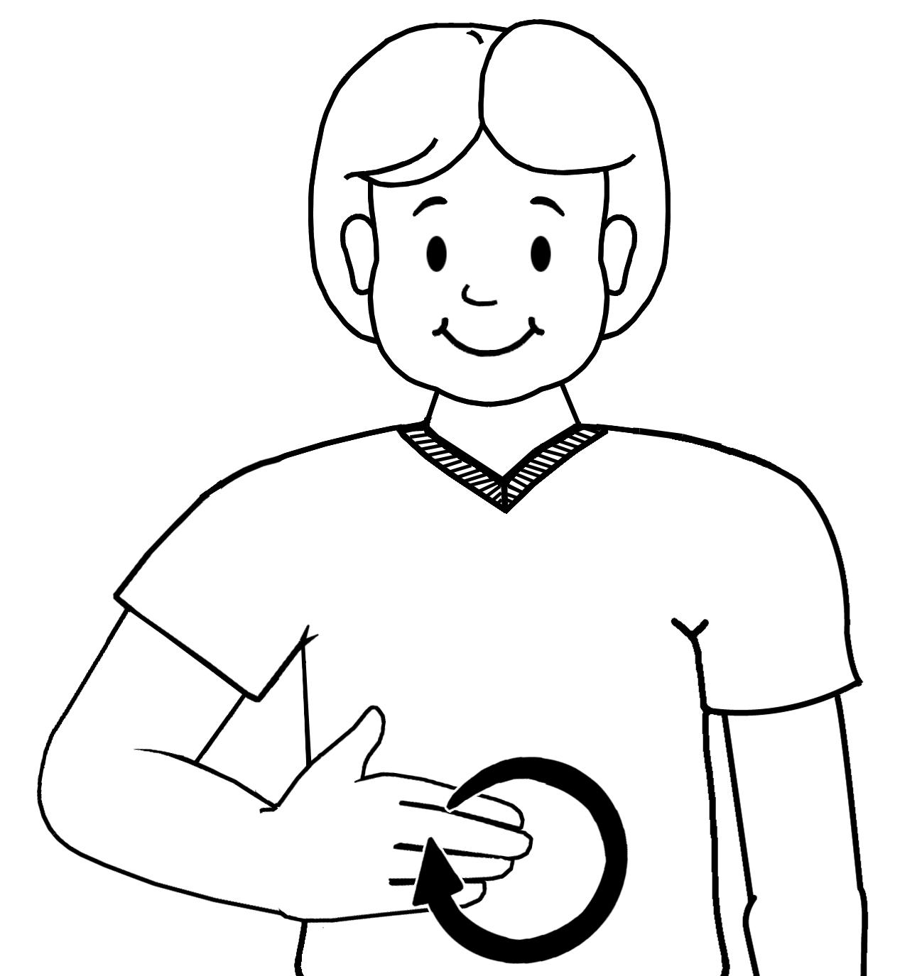 Yummy Sign Language The Gesture Is Tasty Or Delicious. The Chef